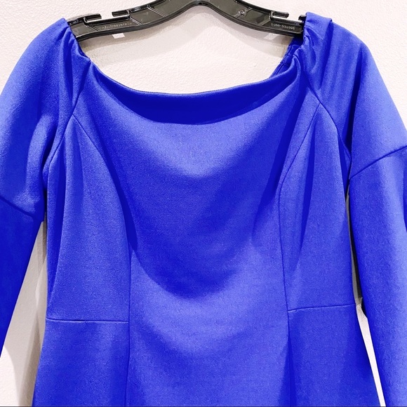 🎉Antonio Melani Size 6 Royal Blue Dress off the shoulder with Belled Sleeves - Picture 7 of 14